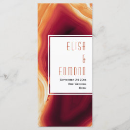 Tarjeta de menú Red agate slice geode boda