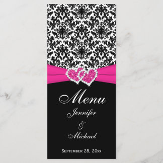 Tarjeta de menú RIBBON Black Pink Boda IMPRESO