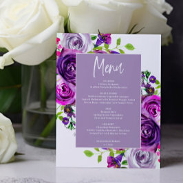 Tarjeta de menú Romántica Morada Floral Presupuest