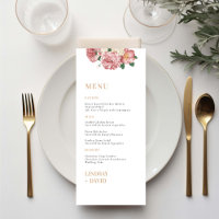 Tarjeta de menú Rosa de flores peony