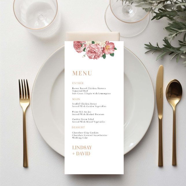 Tarjeta de menú Rosa de flores peony (Subido por el creador)