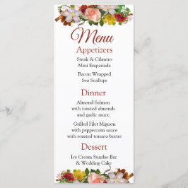 Tarjeta de menú Rosa dorado para Bodas de Bouquet