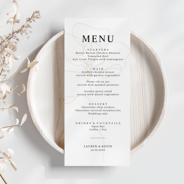 Tarjeta de menú Rosa ilustrada para Bodas (Subido por el creador)