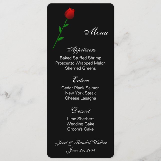 Tarjeta de menú Rosa Roja (Anverso)