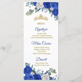 Tarjeta de menú Royal Blue Quinceañera