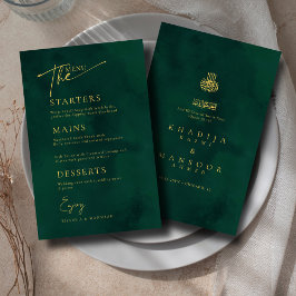 Tarjeta de menú Royal Emerald Green Gold Islamic B