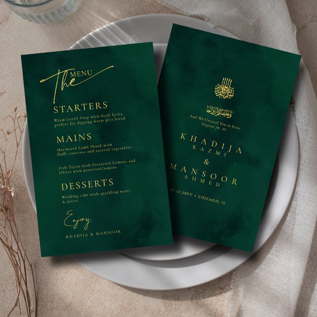 Tarjeta de menú Royal Emerald Green Gold Islamic B (Subido por el creador)