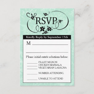 Tarjeta de menú RSVP 3.5x5 - Blanco verde mate y n