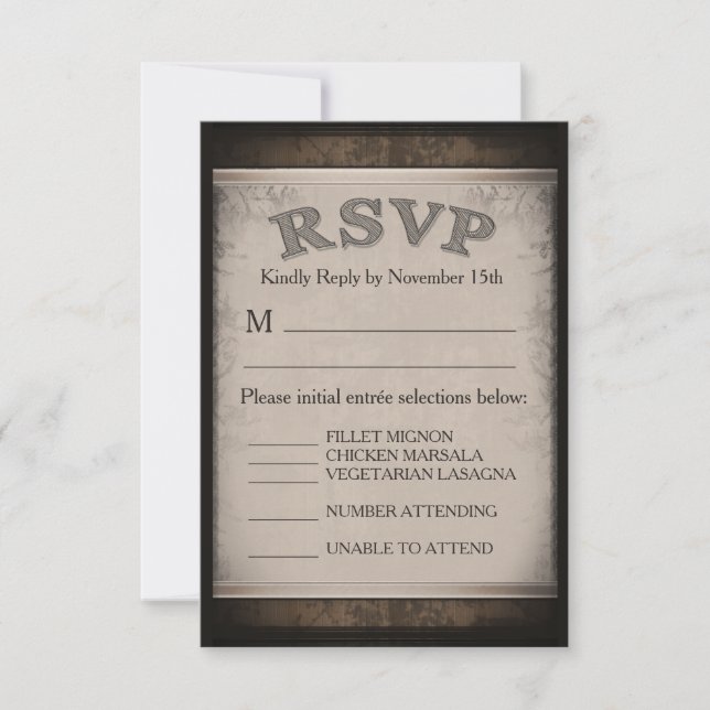 Tarjeta de menú RSVP 3.5x5 - RSVP Rústica coincide (Anverso)