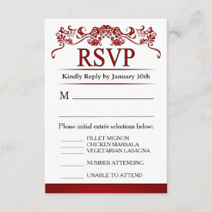Tarjeta de menú RSVP 3.5x5 - San Valentín elegante