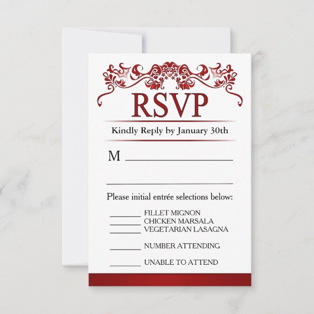 Tarjeta de menú RSVP 3.5x5 - San Valentín elegante (Anverso)