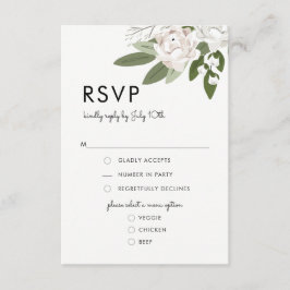 Tarjeta de menú RSVP para Bodas de marfil y Rubor