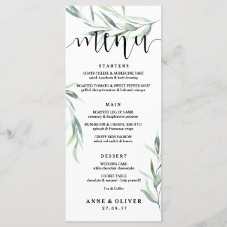 Tarjeta de menú Rustic Eucalyptus Boda
