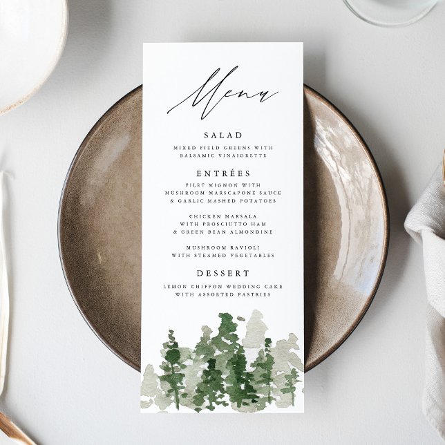 Tarjeta de menú Rustic Pine Forest Boda (Subido por el creador)