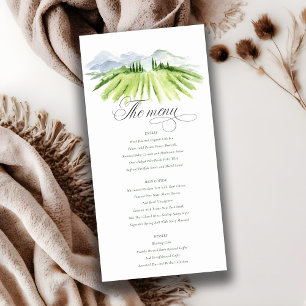 Tarjeta de menú rustica de Boda de viñedos de viñe