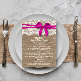 Tarjeta de menú rustica de colección de Bodas de B