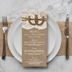 Tarjeta de menú Rústica de la colección de Bodas d