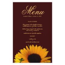 Tarjeta de menú rustica del Boda del girasol para 