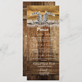 Tarjeta de menú Rústico Country Western Boda