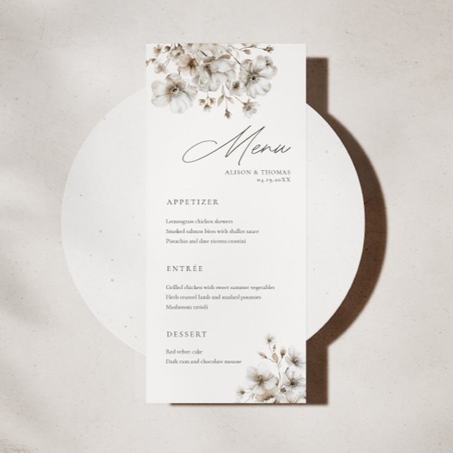Tarjeta de menú Rústico Cream Floral Boda (Subido por el creador)