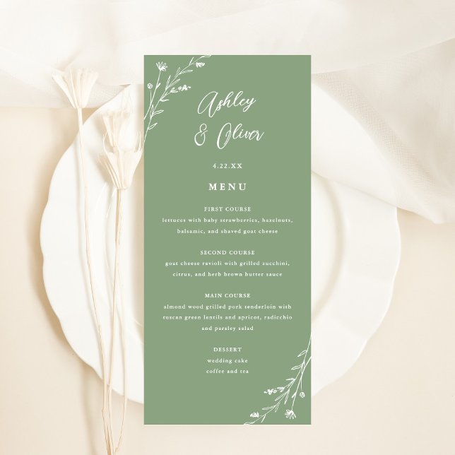 Tarjeta de menú Rústico Sage Green Botanic Boda (Subido por el creador)