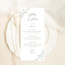 Tarjeta de menú Rústico Sage Green Botanic Boda