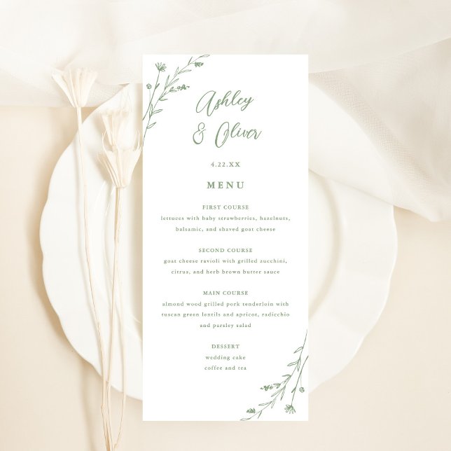 Tarjeta de menú Rústico Sage Green Botanic Boda (Subido por el creador)