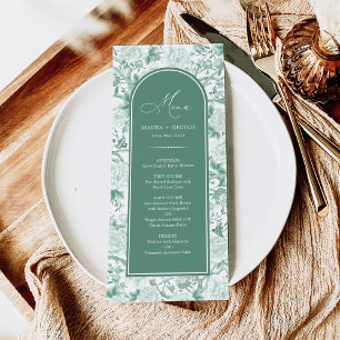 Tarjeta de menú Sage Green Chinoiserie Birds & Peo