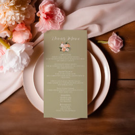 Tarjeta de menú Sage Green Floral Boda