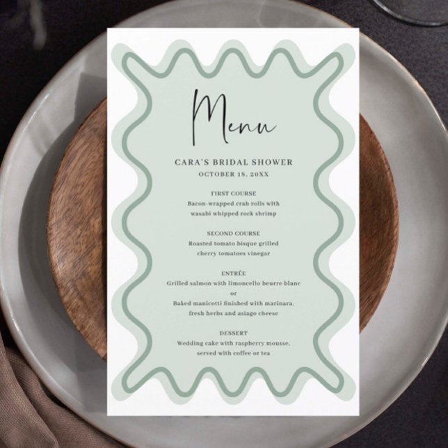 Tarjeta de menú Sage Green Wavy Border (Subido por el creador)