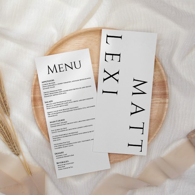 Tarjeta de menú simple de Boda blanco y negro (Subido por el creador)