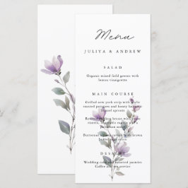Tarjeta de menú simple de Boda de escritura floral