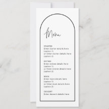 Tarjeta de menú simple del Boda de arco Minimalist