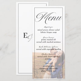 Tarjeta de menú simple del Boda fotográfico Minima