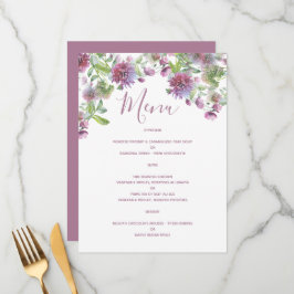 Tarjeta de menú Soft Purple Floral Wedding