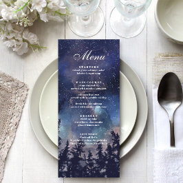 Tarjeta de menú Starry Night Forest Boda