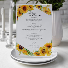 Tarjeta de menú Sunflower Otumn Fall Wedding