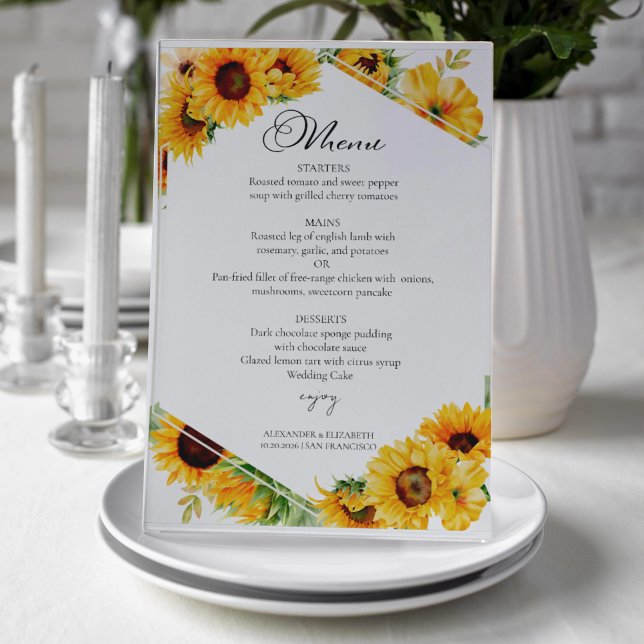 Tarjeta de menú Sunflower Otumn Fall Wedding (Subido por el creador)