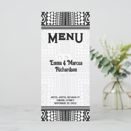 Tarjeta de menú tribal moderna urbana negro blanco