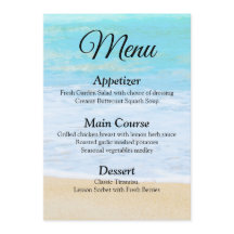 Tarjeta de menú Tropical Summer Beach Wedding