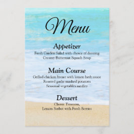 Tarjeta de menú Tropical Summer Beach Wedding