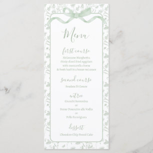 Tarjeta de menú Verde Sage Toile de Jouy