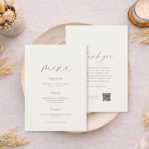 Tarjeta de menú y agradecimiento de boda a doble c