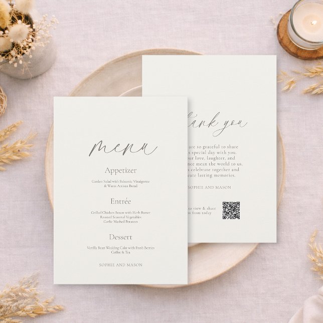 Tarjeta de menú y agradecimiento de boda a doble c (Subido por el creador)