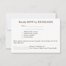 Tarjeta de menú y RSVP de novia y novio personaliz