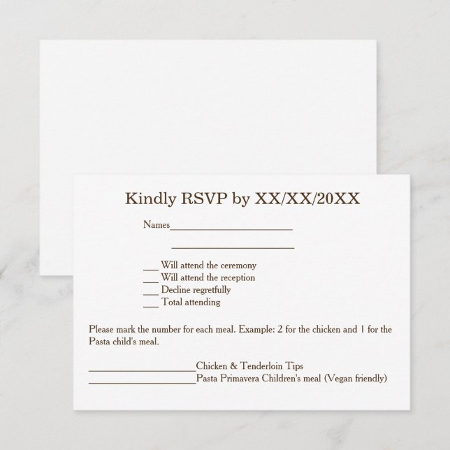 Tarjeta de menú y RSVP de novia y novio personaliz (Anverso / Reverso)