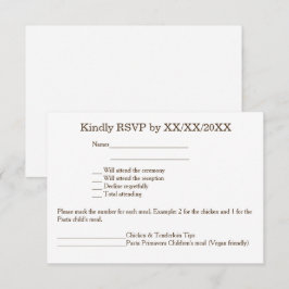 Tarjeta de menú y RSVP de novia y novio personaliz