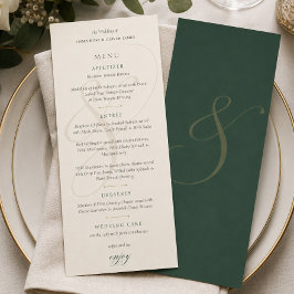 Tarjeta de Menús de Boda con Monograma de Oro Esme