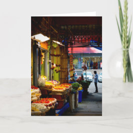 Tarjeta de mercado de flores al aire libre