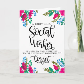 Tarjeta de Mes de Trabajo Social Floral